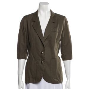 Smythe Khaki Green Linen Blend Short Sleeve Blazer Size Medium